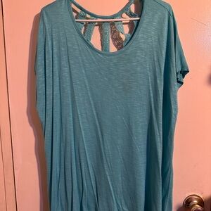 Torrid Teal Blouse with Strappy Back